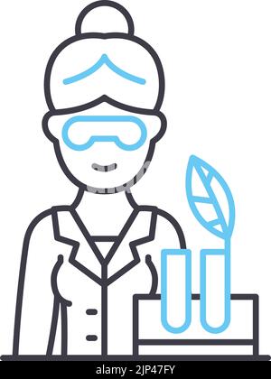 biologist line icon, outline symbol, vector illustration, concept sign Stock Vector