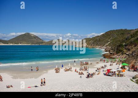 paradisiacal beaches of Atalaia in Arraial do Cabo, coast of Rio de Janeiro, Brazil. Stock Photo