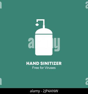 A hand sanitizer icon isolated on an emerald green background Stock Vector