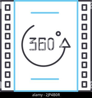 360 degree video line icon, outline symbol, vector illustration, concept sign Stock Vector