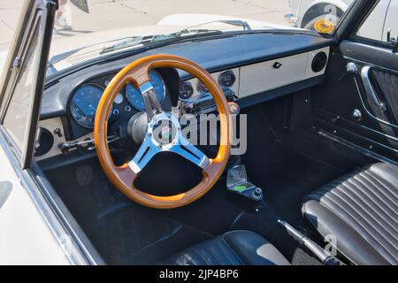 Alfa Romeo Spider convertible from the sixties at the classic car show in Cologne, interior view Stock Photo