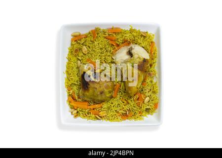 chicken Kabsa - mixed rice dishes that originate in Yemen. Middle eastern food. - Image Stock Photo