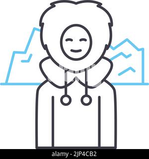 arctic explorer man line icon, outline symbol, vector illustration, concept sign Stock Vector