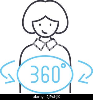 360 degree person line icon, outline symbol, vector illustration, concept sign Stock Vector