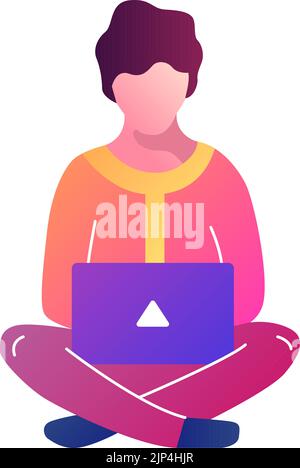 Front end developer icon vector man work on laptop Stock Vector