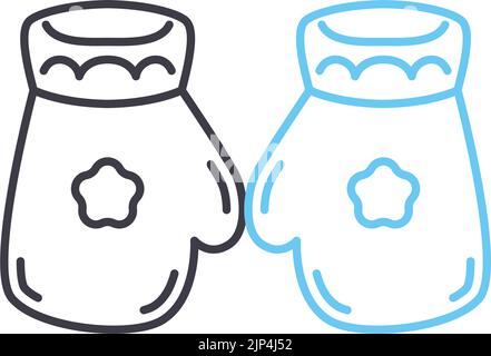 baby mittens line icon, outline symbol, vector illustration, concept sign Stock Vector