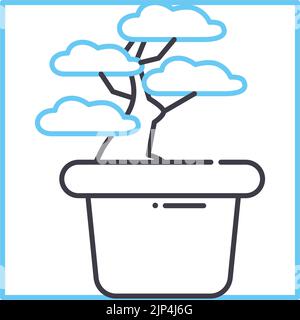 bonsai line icon, outline symbol, vector illustration, concept sign Stock Vector