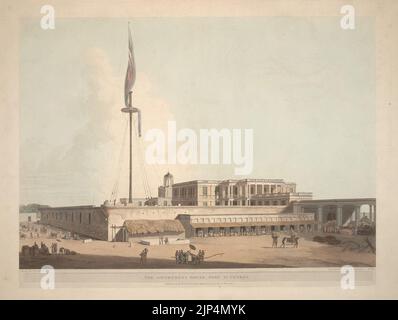 The Government House, Fort St George, Madras, by Thomas Daniell, 1798 Stock Photo