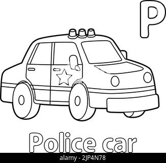 Police Car Coloring Page Stock Vector Image & Art - Alamy
