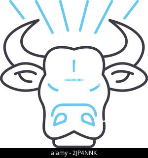 bull head line icon, outline symbol, vector illustration, concept sign Stock Vector