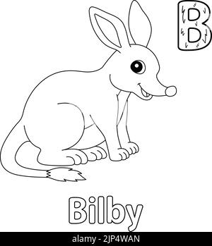 Bilby Alphabet ABC Coloring Page B Stock Vector