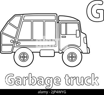 Garbage Truck Alphabet ABC Coloring Page G Stock Vector