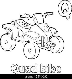 Quad Bike Alphabet ABC Coloring Page Q Stock Vector