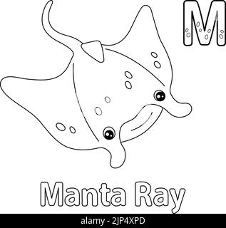 Manta Ray Alphabet ABC Coloring Page M Stock Vector