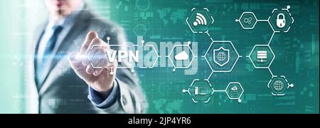 Virtual private network VPN. Provides privacy, anonymity and security to users by creating a private network connection across a public network Stock Photo