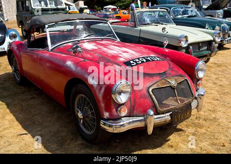 MGA at the 'Patina' car show, (a Festival of the Unpresentable & a celebration of the Unrestored), at Lullingstone Castle, Eynsford, Kent, on 14th Aug Stock Photo