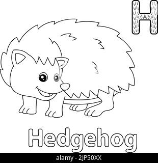 Hedgehog Alphabet ABC Coloring Page H Stock Vector