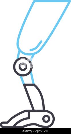 cyber leg prothesis line icon, outline symbol, vector illustration, concept sign Stock Vector