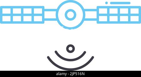 communication satelite line icon, outline symbol, vector illustration, concept sign Stock Vector