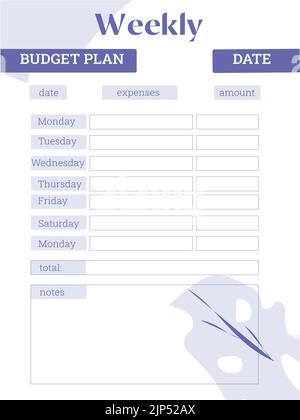 Premium Vector  The weekly budget diary a personal organizer for