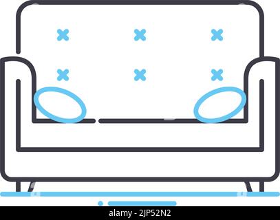 comfortable sofa line icon, outline symbol, vector illustration, concept sign Stock Vector