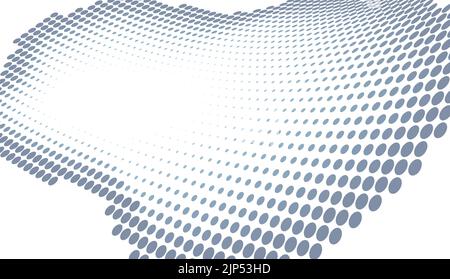 Abstract simple gray blue curved dotted surface with halftorne effeect. Vector graphics Stock Vector
