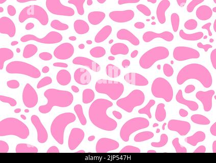 Dalmatian or cow pink spot animal texture seamless pattern on skin. Stock Vector