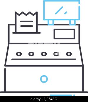 cash register process line icon, outline symbol, vector illustration, concept sign Stock Vector
