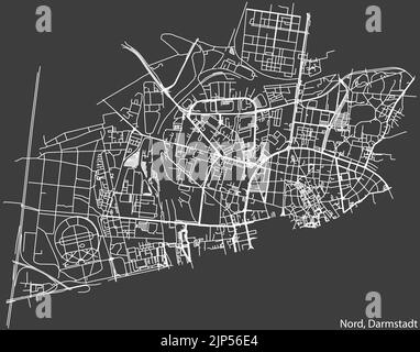 Street roads map of the DARMSTADT-NORD DISTRICT, DARMSTADT Stock Vector