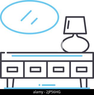 dressing table line icon, outline symbol, vector illustration, concept sign Stock Vector