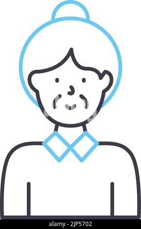 not contact elderly line icon, outline symbol, vector illustration, concept sign Stock Vector