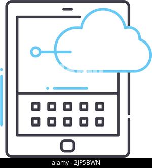 cloud computing line icon, outline symbol, vector illustration, concept ...
