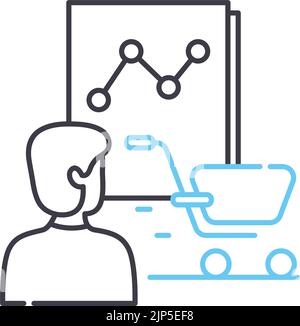 consumer behavior analytics line icon, outline symbol, vector illustration, concept sign Stock Vector