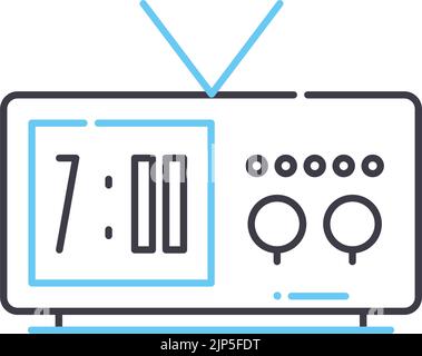 digital clock line icon, outline symbol, vector illustration, concept sign Stock Vector