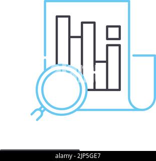 business documentation analysis line icon, outline symbol, vector illustration, concept sign Stock Vector