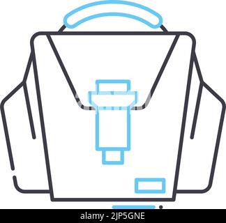 camera bag line icon, outline symbol, vector illustration, concept sign Stock Vector