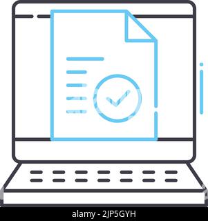 document validity check line icon, outline symbol, vector illustration, concept sign Stock Vector