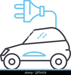 electric car line icon, outline symbol, vector illustration, concept sign Stock Vector