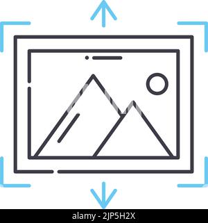 enlarge picture line icon, outline symbol, vector illustration, concept sign Stock Vector