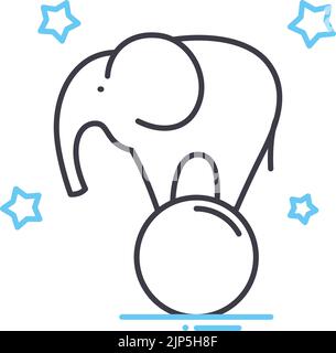 elephant show line icon, outline symbol, vector illustration, concept sign Stock Vector