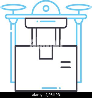 drone delivery line icon, outline symbol, vector illustration, concept sign Stock Vector