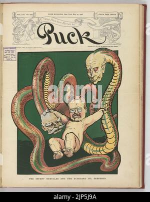 The infant Hercules and the Standard Oil serpents - Frank A. Nankivell 1906. Stock Photo