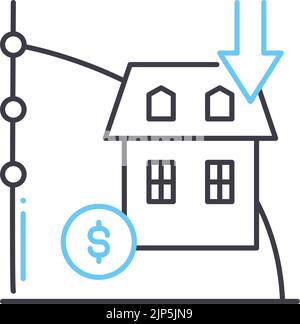 depreciation line icon, outline symbol, vector illustration, concept ...