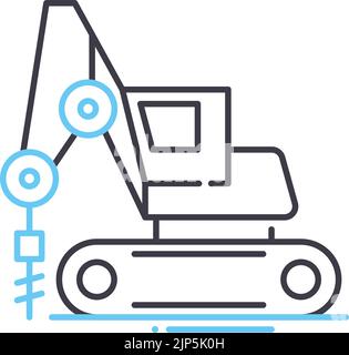 compact excavator line icon, outline symbol, vector illustration, concept sign Stock Vector