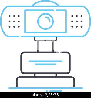 cam line icon, outline symbol, vector illustration, concept sign Stock Vector