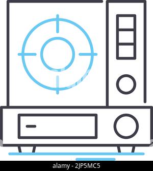 compact gas stove line icon, outline symbol, vector illustration, concept sign Stock Vector