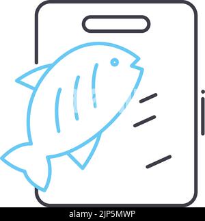 chopping fish block line icon, outline symbol, vector illustration, concept sign Stock Vector