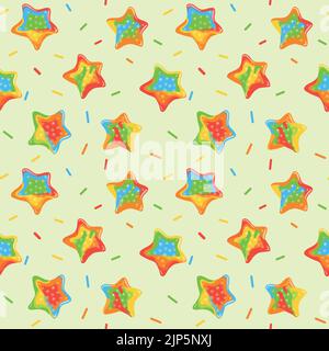 Colorful repetitive pattern background of gummy candies made of simple vector illustrations. Stock Vector