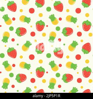 Colorful repetitive pattern background of gummy candies made of simple vector illustrations. Stock Vector