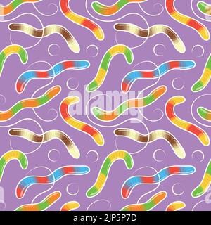 Colorful repetitive pattern background of gummy candies made of simple vector illustrations. Stock Vector